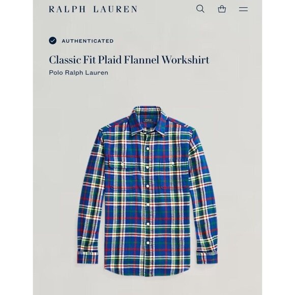 Polo Ralph Lauren Men's Classic Fit Flannel Blue Plaid Workshirt Sz XL NWT $148 - Picture 3 of 12